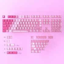 Peach Pink Clear Charm 119+35 Keys PBT+PC Clear Cherry Profile Keycaps Set for MX Keyboard
